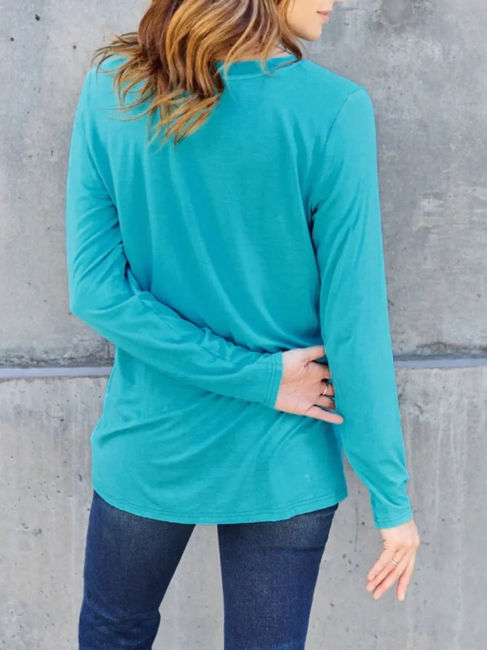Basic Bae Full Size V-Neck Long Sleeve Top